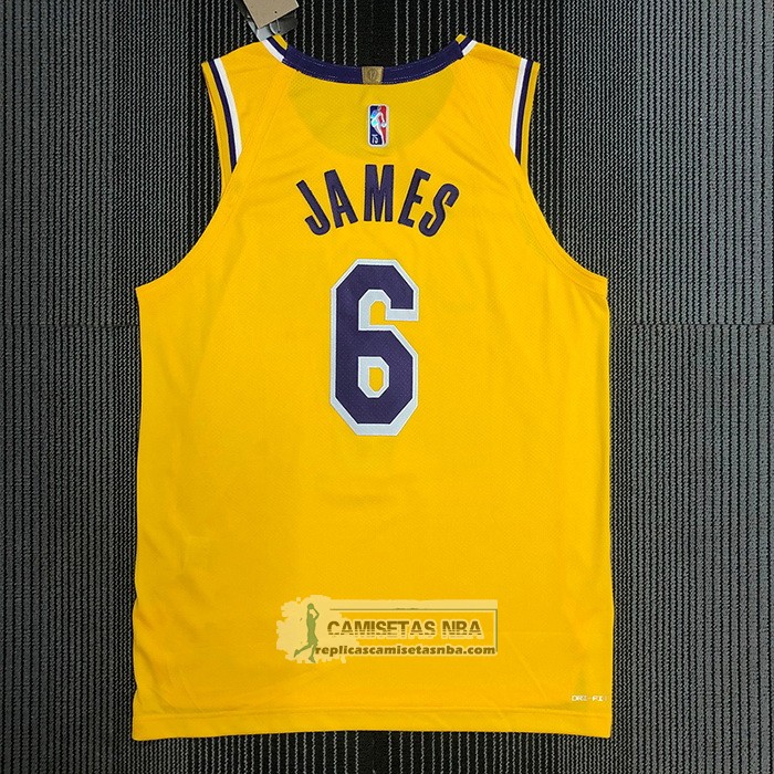 Camiseta Los Angeles Lakers LeBron James NO 6 Icon Autentico Amarillo